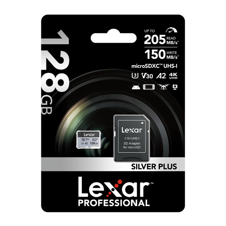 Micro Sd Lexar 128gb Silver/P 205mb/S(1y