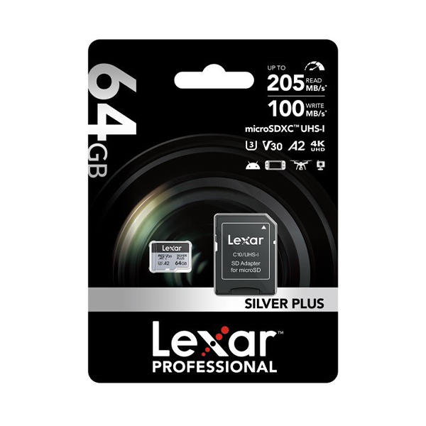 Micro Sd Lexar 64gb Silver/P 205mb/S(1y)